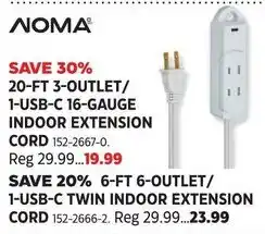 Canadian Tire Aioa 20-ft 3-outlet/1-usb-c 16-gauge indoor extension cord offer