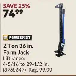 Princess Auto Powerfist 2 ton 36 in. farm jack offer
