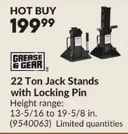 Princess Auto Grease & Gear 22 Ton Jack Stands with Locking Pin offer