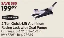 Princess Auto Pro Point 2 Ton Quick-Lift Aluminum Racing Jack with Dual Pumps offer