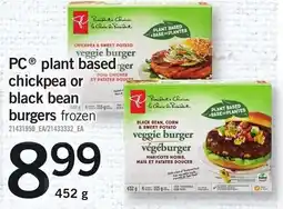 Loblaws PC plant based chickpea or black bean burgers offer