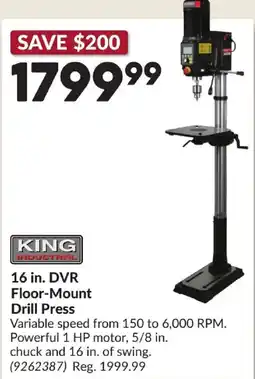 Princess Auto King Industrial 16 in. DVR Floor-Mount Drill Press offer
