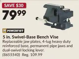 Princess Auto Powerfist 5 in. Swivel-Base Bench Vise offer