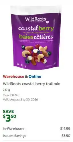 Costco WildRoots coastal berry trail mix offer