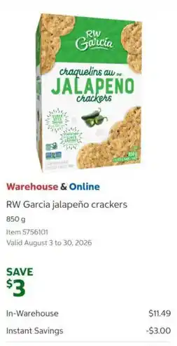 Costco RW Garcia jalapeño crackers offer