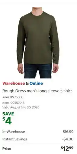 Costco Warehouse & Online Rough Dress men's long sleeve t-shirt offer