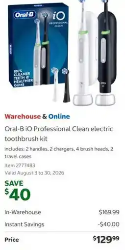 Costco Oral-B iO Professional Clean electric toothbrush kit offer