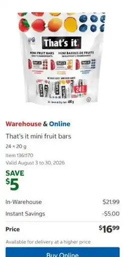 Costco That's it mini fruit bars offer
