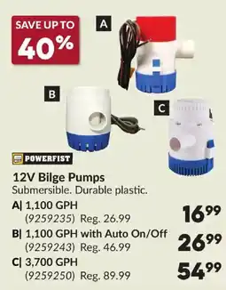 Princess Auto Powerfist 12V Bilge Pumps offer