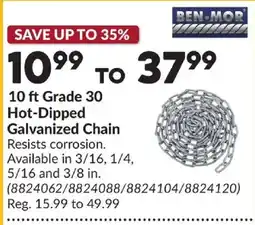 Princess Auto Ben-mor 10 ft Grade 30 Hot-Dipped Galvanized Chain offer