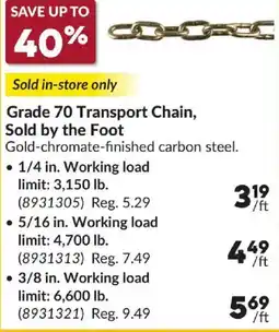 Princess Auto Grade 70 Transport Chain offer