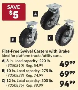 Princess Auto Flat-Free Swivel Casters with Brake offer