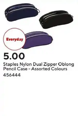 Staples Staples Nylon Dual Zipper Oblong Pencil Case offer