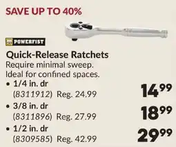 Princess Auto Powerfist quick-release ratchets offer