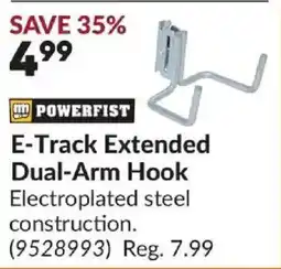 Princess Auto Powerfist E-track extended dual-arm hook offer