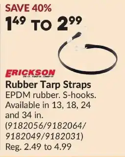 Princess Auto Erickson rubber tarp straps offer