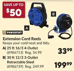 Princess Auto Powerfist extension cord reels offer