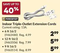Princess Auto Powerfist indoor triple-outlet extension cords offer