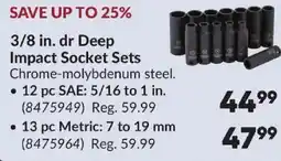 Princess Auto 3/8 in. dr Deep Impact Socket Sets offer