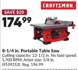Princess Auto Craftsman 8-1/4 in. Portable Table Saw offer