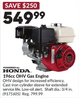 Princess Auto Honda 196cc ohv gas engine offer
