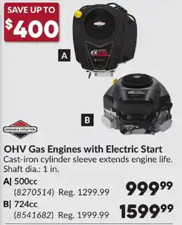 Princess Auto Briggs & Stratton OHV Gas Engines with Electric Start offer
