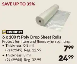 Princess Auto Powerfist 6 x 100 ft Poly Drop Sheet Rolls offer