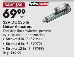 Princess Auto HydroWorks 12V DC 135 lb Linear Actuators offer