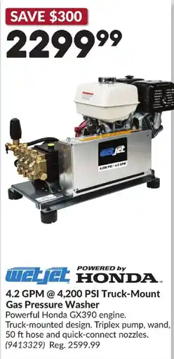 Princess Auto Wetjet 4.2 GPM @ 4,200 PSI Truck-Mount Gas Pressure Washer offer