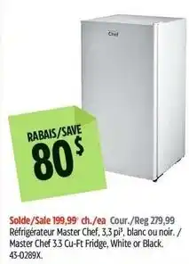 Canadian Tire Master Chef Refrigerator offer