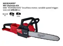Home Hardware Milwaukee 18v chainsaw kit offer