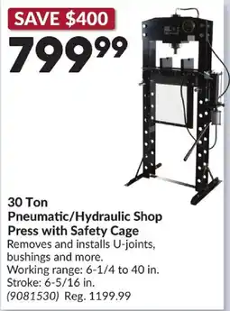 Princess Auto 30 Ton Pneumatic/Hydraulic Shop Press with Safety Cage offer