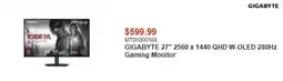Canada Computers Gigabyte 27" 2560 x 1440 QHD W-OLED 280Hz Gaming Monitor offer