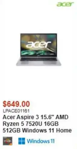 Canada Computers Acer Aspire 3 15.6" AMD Ryzen 5 7520U 16GB 512GB Windows 11 Home offer