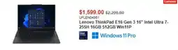 Canada Computers Lenovo ThinkPad E16 Gen 3 16" Intel Ultra 7-255H 16GB 512GB Win11P offer