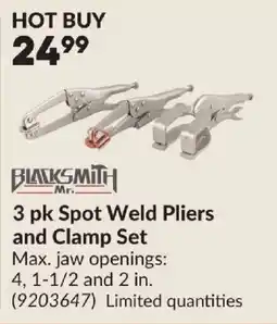 Princess Auto Blacksmith Mr. 3 pk Spot Weld Pliers and Clamp Set offer