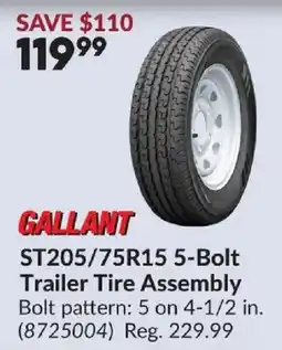 Princess Auto Gallant st205/75r15 5-bolt trailer tire assembly offer