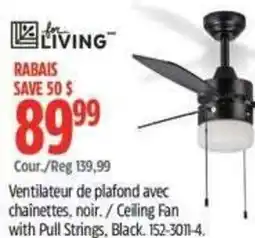 Canadian Tire for living ventilateur de plafond avec chainettes, noir offer