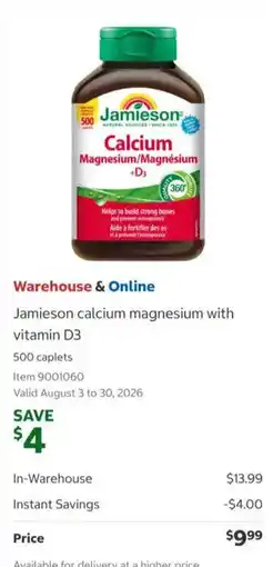 Costco Jamieson calcium magnesium with vitamin D3 offer