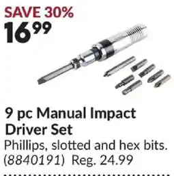 Princess Auto 9 pc Manual Impact Driver Set offer