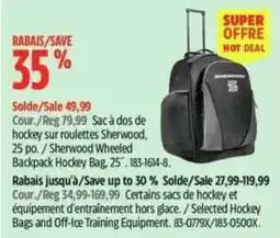 Canadian Tire Sherwood Wheeled Backpack Hockey Bag offer