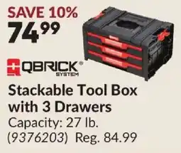 Princess Auto Qbrick system stackable tool box with 3 drawers offer
