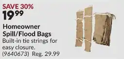 Princess Auto Homeowner Spill/Flood Bags offer