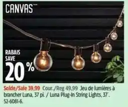 Canadian Tire Canvas luna plug-in string lights offer