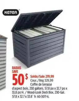Canadian Tire Keter wood-look deck box offer