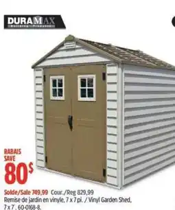 Canadian Tire Duramax vinyl garden shed offer
