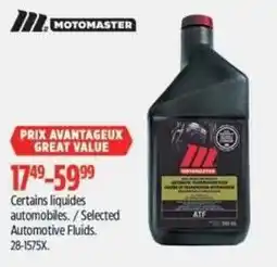Canadian Tire Motomaster selected automotive fluids offer