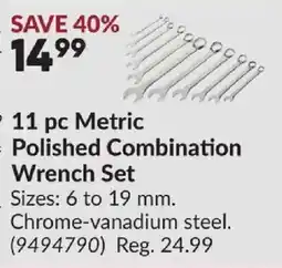 Princess Auto 11 pc Metric Polished Combination Wrench Set offer