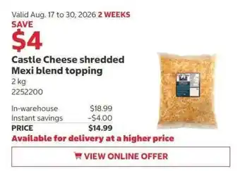 Castle Cheese shredded Mexi blend topping