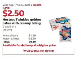 Costco Hostess Twinkies golden cakes with creamy filling offer